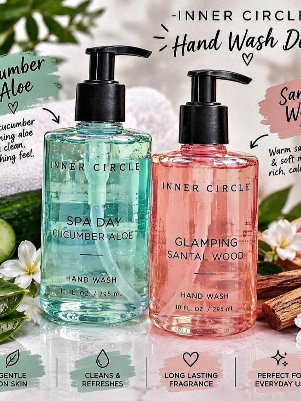 Spa Day Cucumber Aloe & Glamping Santal wood hand Wash Duo